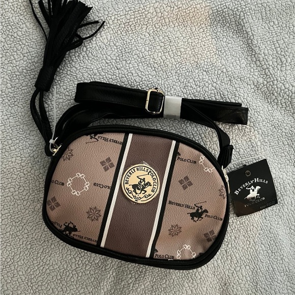 Beverly Hills Polo Club Tan and Black Crossbody Bag - Picture 1 of 2